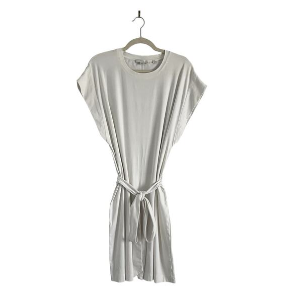 Vince Cotton Knit Muscle Dress Tie Waist white XL Minimalist Quiet Luxury Chic - Picture 2 of 9
